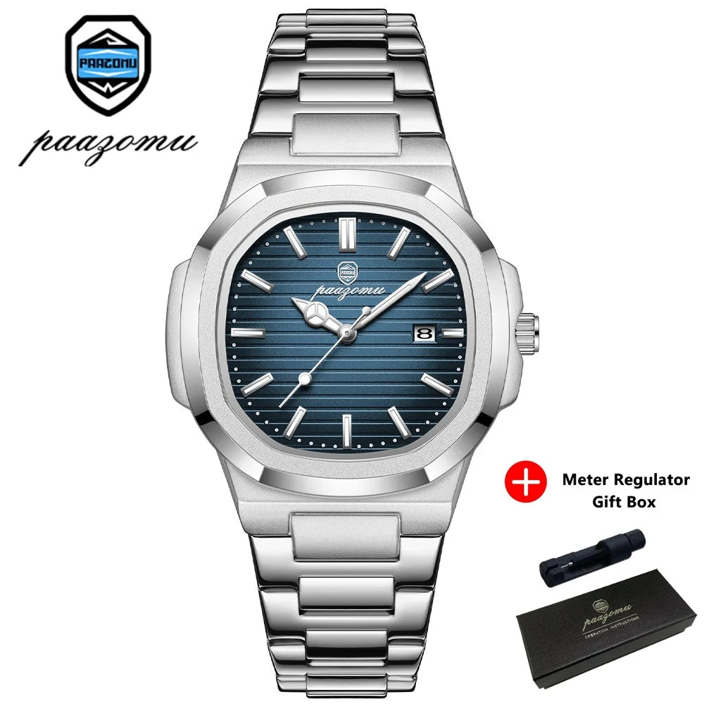 Elevate Your Style with the PAAZOMU Luxury Waterproof Quartz Wristwatch – Sleek Square Dial, Luminous Features, and Ultimate Comfort