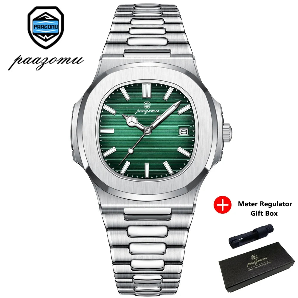Elevate Your Style with the PAAZOMU Luxury Waterproof Quartz Wristwatch – Sleek Square Dial, Luminous Features, and Ultimate Comfort
