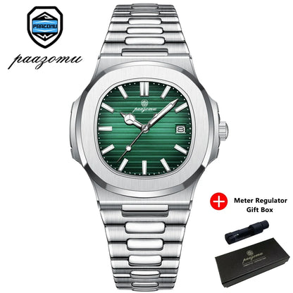 Elevate Your Style with the PAAZOMU Luxury Waterproof Quartz Wristwatch – Sleek Square Dial, Luminous Features, and Ultimate Comfort