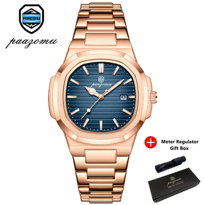 Elevate Your Style with the PAAZOMU Luxury Waterproof Quartz Wristwatch – Sleek Square Dial, Luminous Features, and Ultimate Comfort