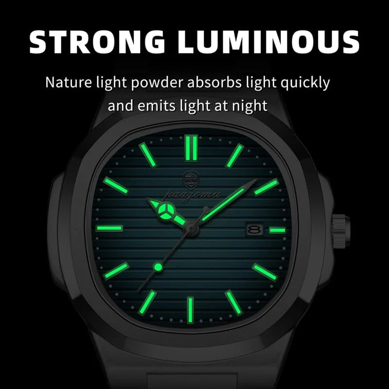 Elevate Your Style with the PAAZOMU Luxury Waterproof Quartz Wristwatch – Sleek Square Dial, Luminous Features, and Ultimate Comfort