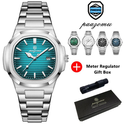 Elevate Your Style with the PAAZOMU Luxury Waterproof Quartz Wristwatch – Sleek Square Dial, Luminous Features, and Ultimate Comfort