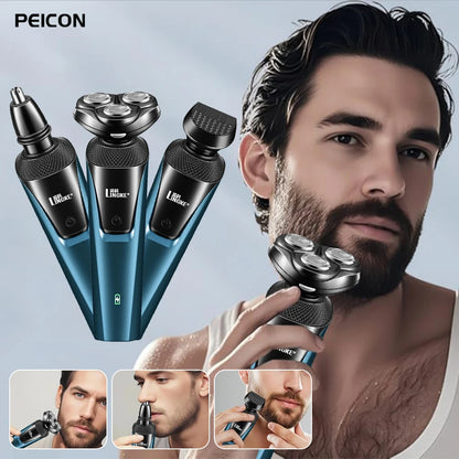 Revolutionary 3-in-1 USB Rechargeable Electric Shaver for Men - Professional Floating Blade Razor & Portable Hair Trimmer