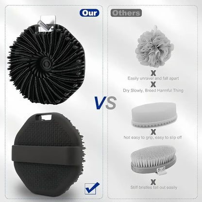 Revitalize Your Skin with Our 4PCS Long Handle Silicone Bath Brush Set - Perfect for Gentle Exfoliating and Deep Cleaning!