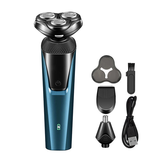 Revolutionary 3-in-1 USB Rechargeable Electric Shaver for Men - Professional Floating Blade Razor & Portable Hair Trimmer