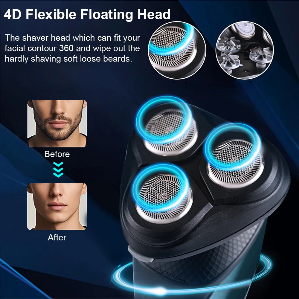 Revolutionary 3-in-1 USB Rechargeable Electric Shaver for Men - Professional Floating Blade Razor & Portable Hair Trimmer