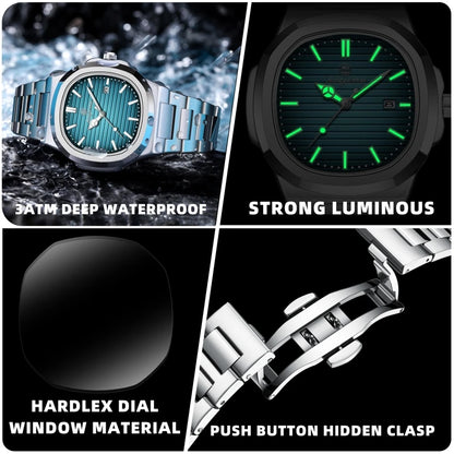 Elevate Your Style with the PAAZOMU Luxury Waterproof Quartz Wristwatch – Sleek Square Dial, Luminous Features, and Ultimate Comfort
