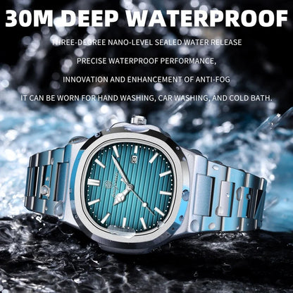 Elevate Your Style with the PAAZOMU Luxury Waterproof Quartz Wristwatch – Sleek Square Dial, Luminous Features, and Ultimate Comfort
