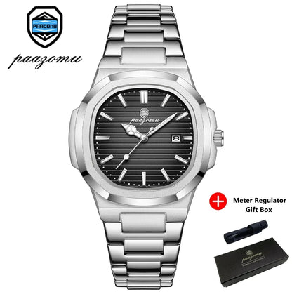 Elevate Your Style with the PAAZOMU Luxury Waterproof Quartz Wristwatch – Sleek Square Dial, Luminous Features, and Ultimate Comfort