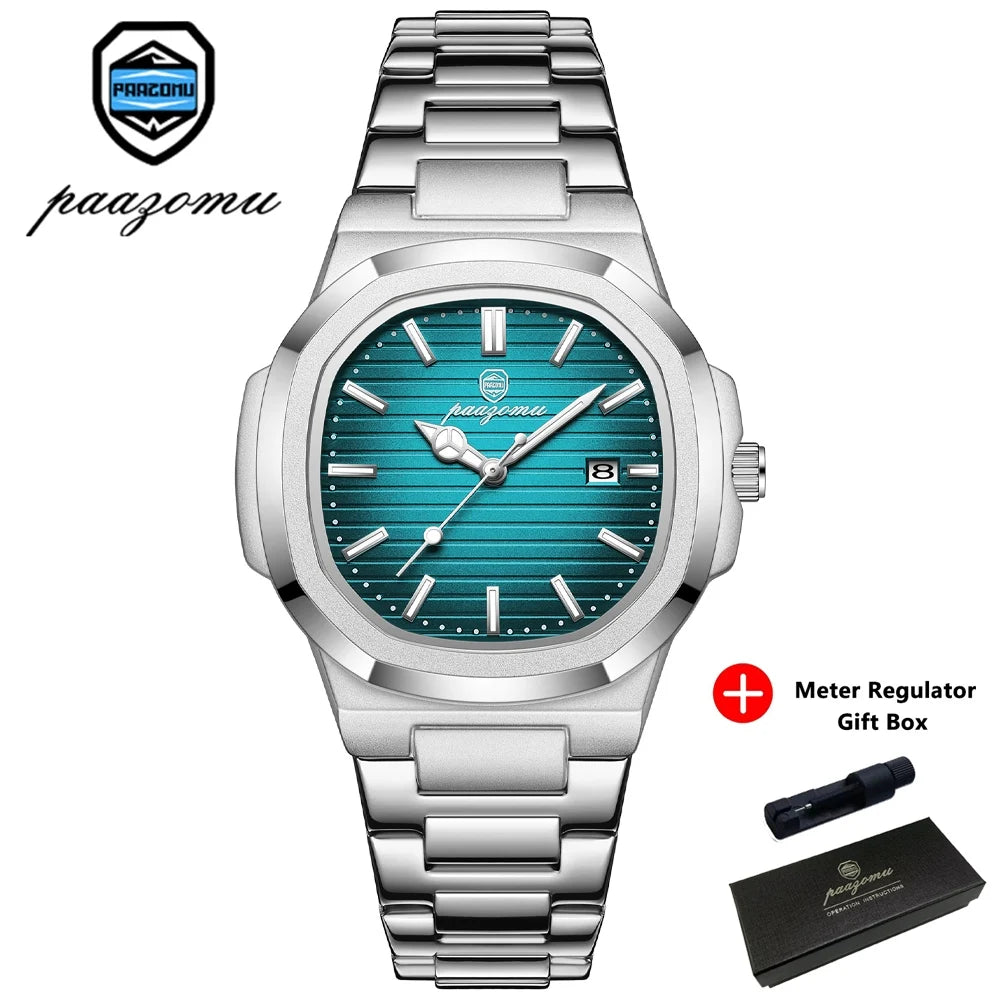 Elevate Your Style with the PAAZOMU Luxury Waterproof Quartz Wristwatch – Sleek Square Dial, Luminous Features, and Ultimate Comfort